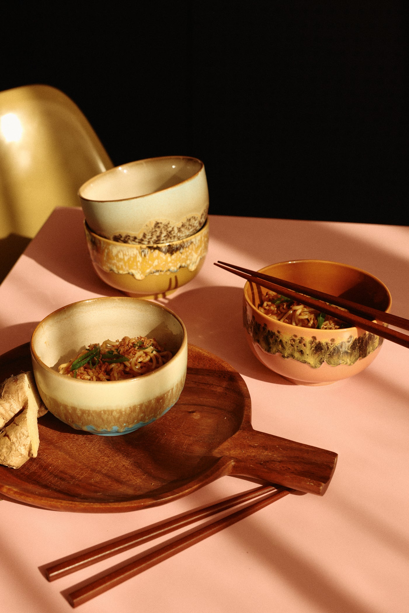HKLIVING CERAMICS: NOODLE BOWLS (SET OF 4) SEABREEZE