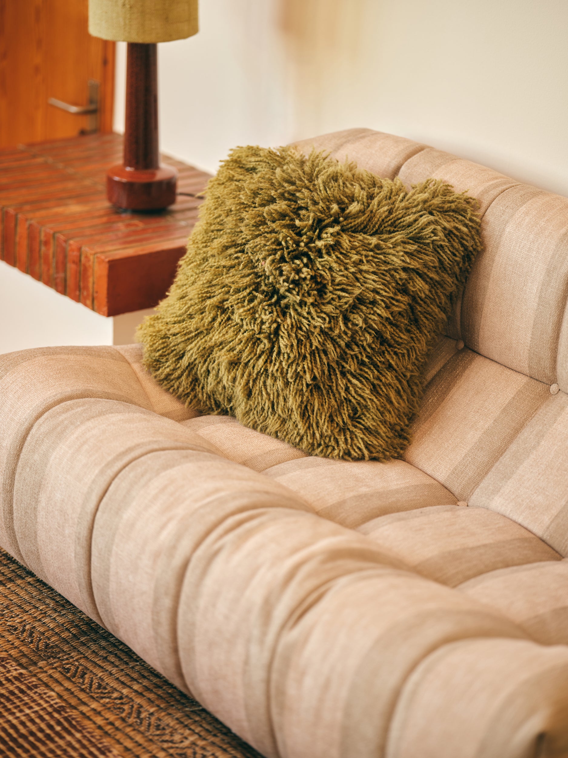 HKLIVING FLUFFY CUSHION : OLIVE
