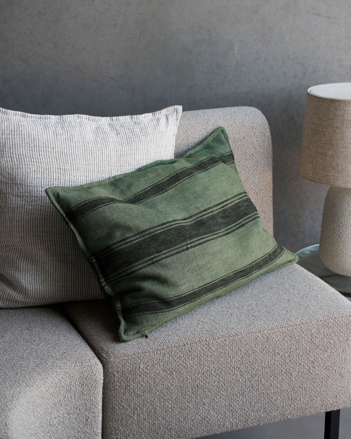 GREEN STRIPE CUSHION