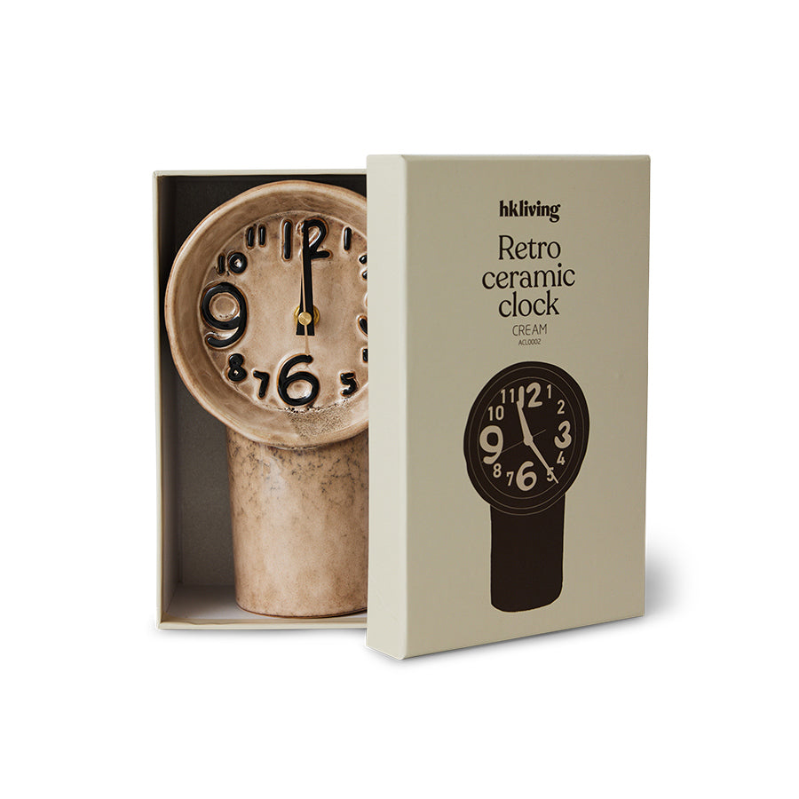 HKLIVING RETRO CERAMIC CLOCK : CREAM