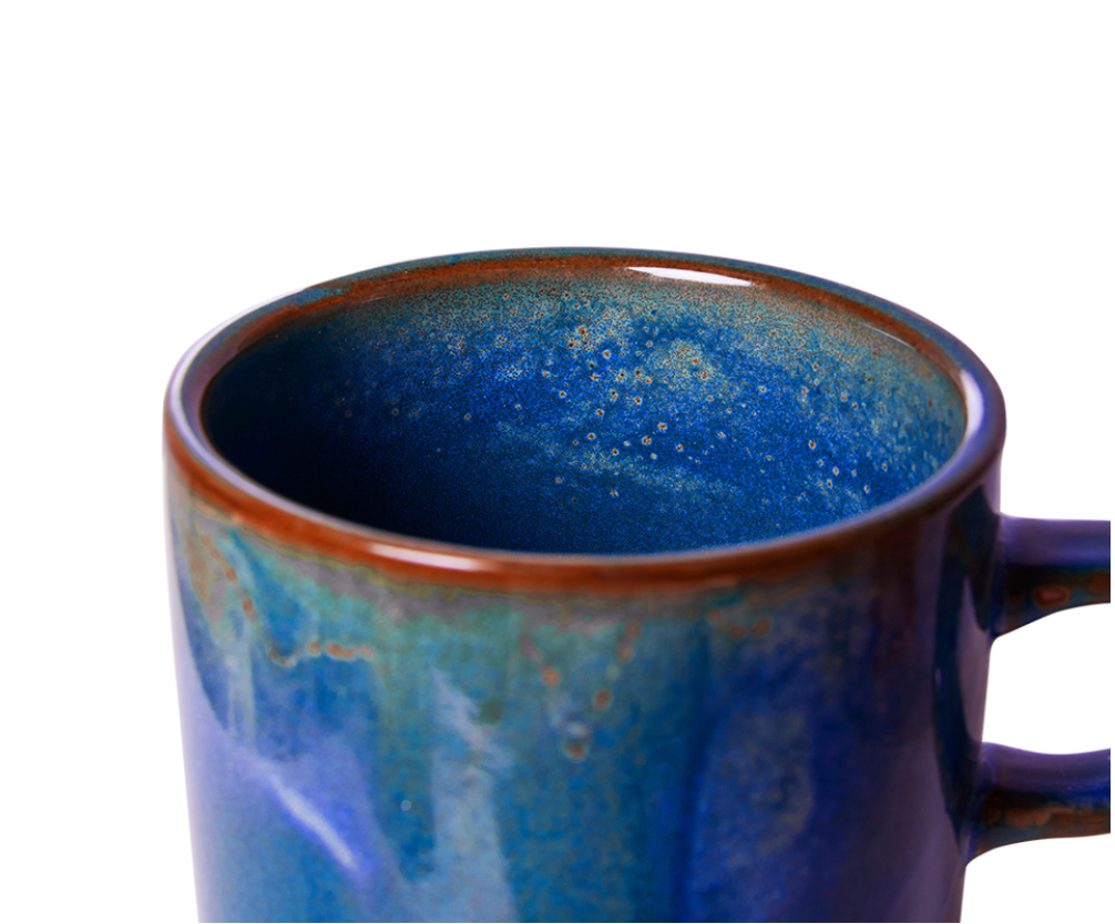 HKLIVING CUP AND SAUCER : RUSTIC BLUE