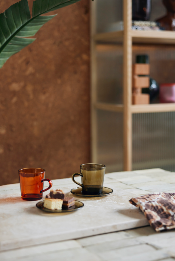 HKLIVING GLASS SAUCERS MUD BROWN (SET OF 4)