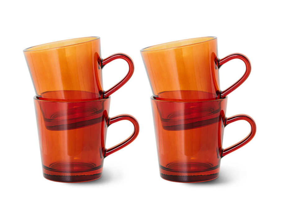 HKLIVING GLASS COFFEE CUPS AMBER BROWN (SET OF 4)
