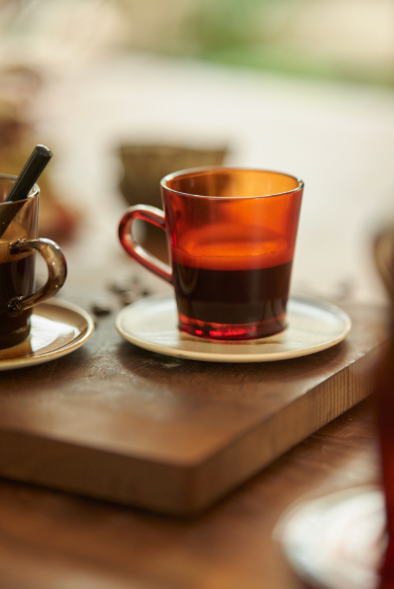 HKLIVING GLASS COFFEE CUPS AMBER BROWN (SET OF 4)