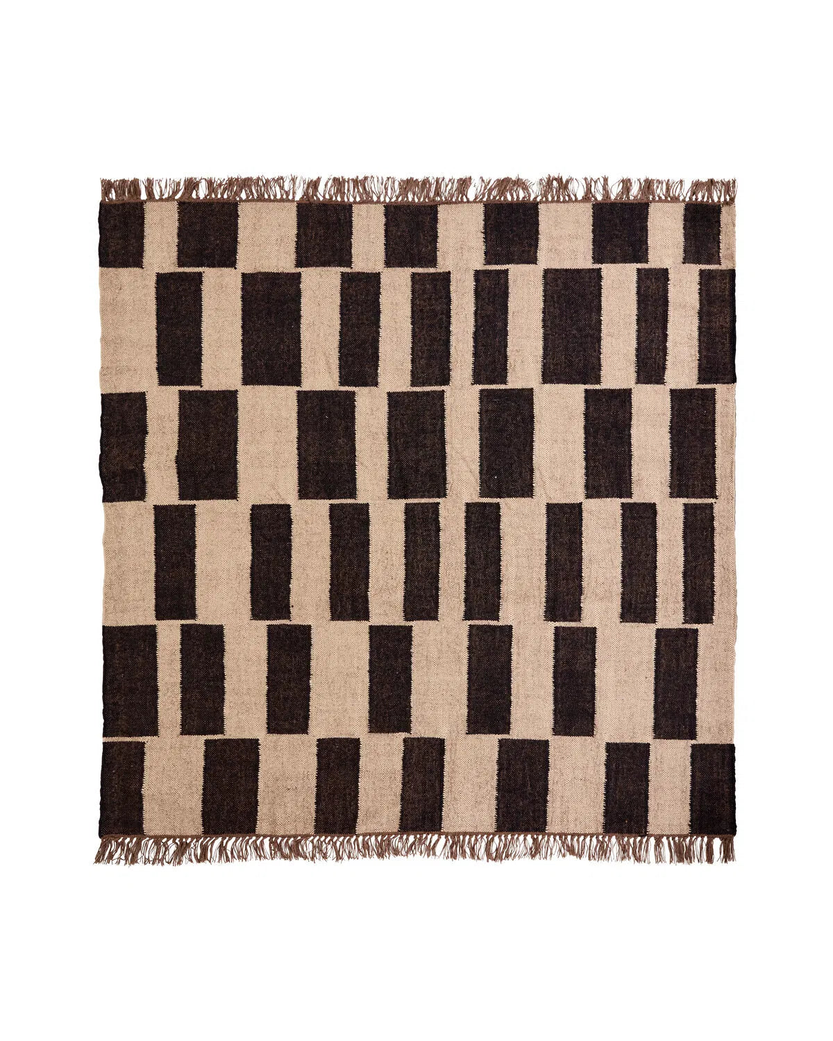 JUTE & WOOL SQUARE RUG : HANDWOVEN