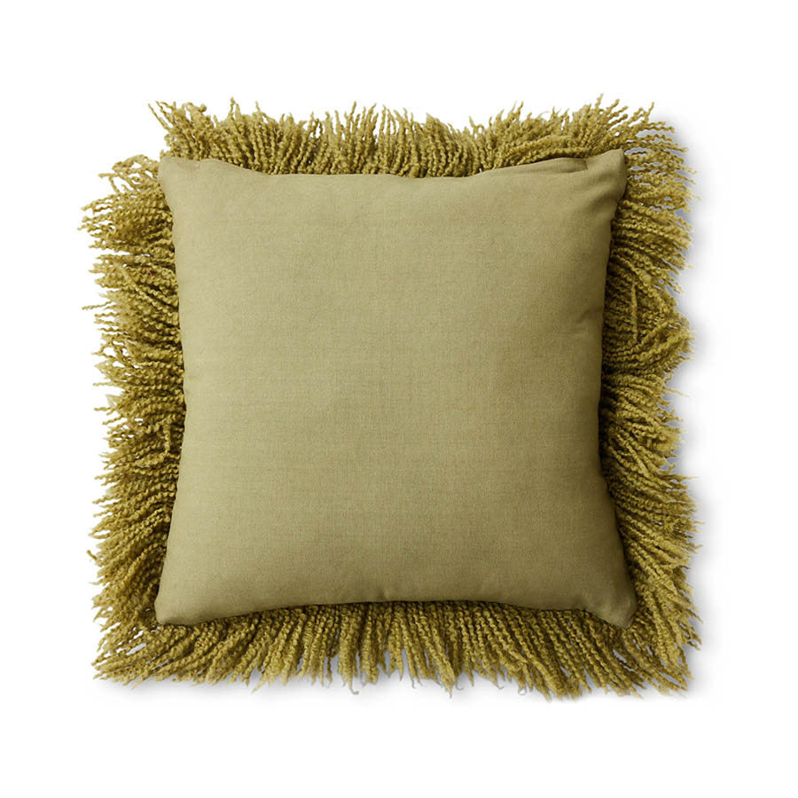 HKLIVING FLUFFY CUSHION : OLIVE
