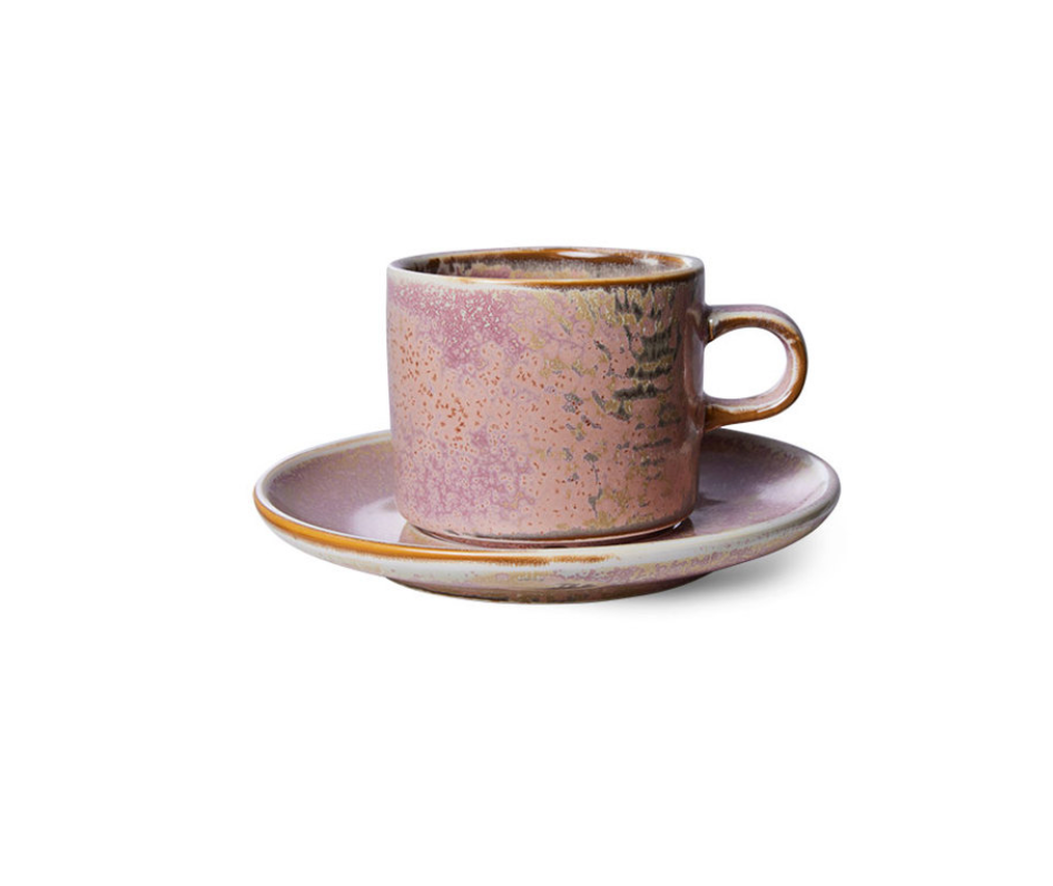 HKLIVING CUP AND SAUCER : RUSTIC PINK