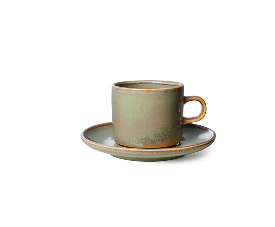 HKLIVING CUP AND SAUCER : MOSS GREEN